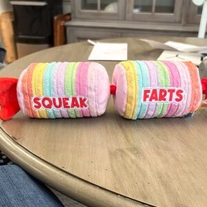 Bark Pastel Striped Squeak Farts Dog Toy
